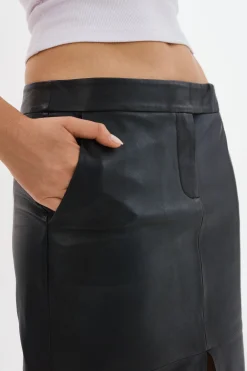 Outlet LAMARQUE ABIA | Low Waist Leather Maxi Skirt Black
