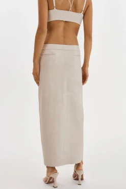 Hot LAMARQUE ABIA | Low Waist Leather Maxi Skirt Bone