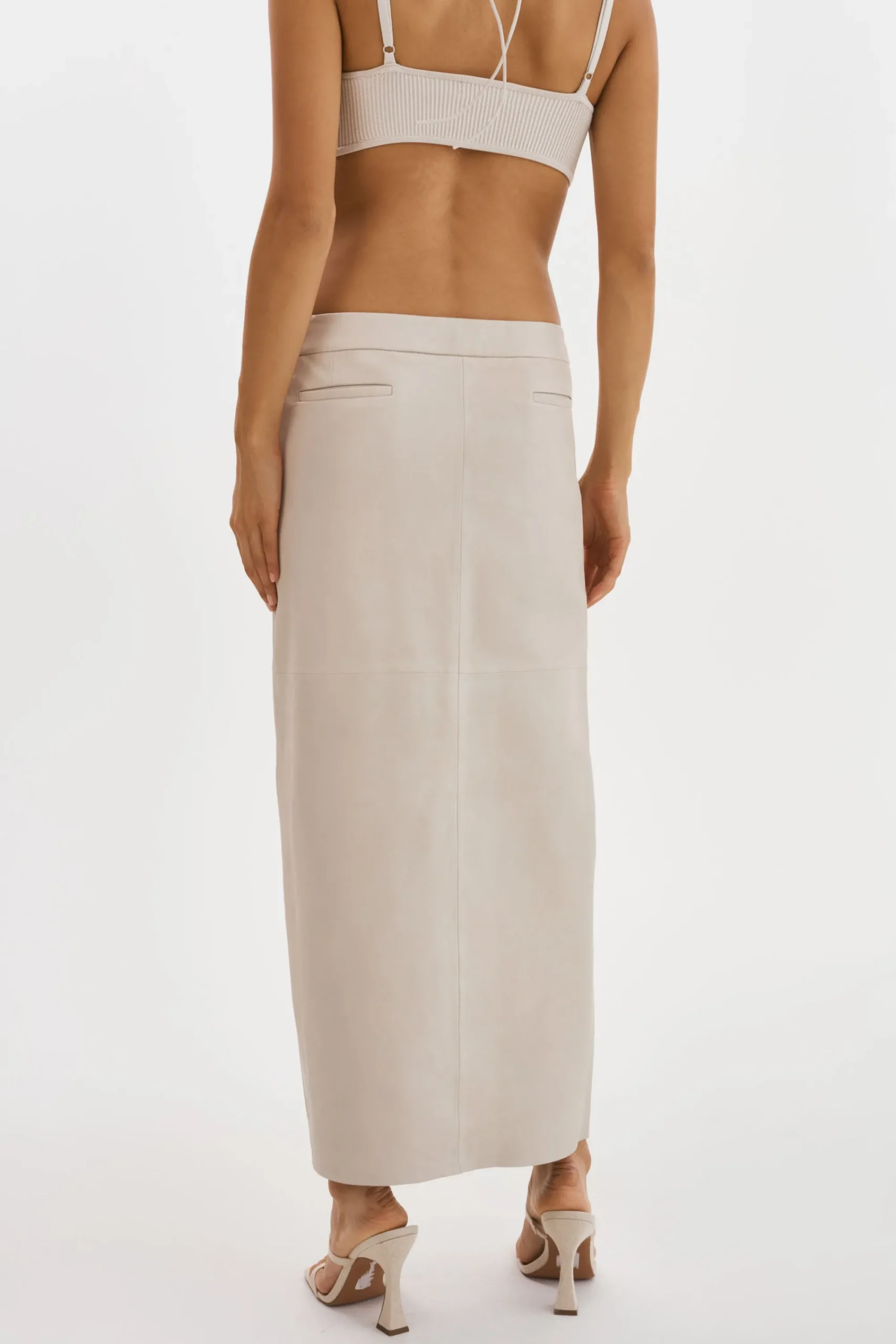 Hot LAMARQUE ABIA | Low Waist Leather Maxi Skirt Bone