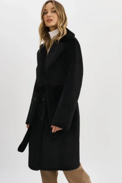New LAMARQUE ABIGAIL | Faux Shearling Reversible Coat Black