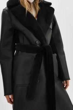 New LAMARQUE ABIGAIL | Faux Shearling Reversible Coat Black