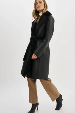 New LAMARQUE ABIGAIL | Faux Shearling Reversible Coat Black