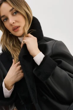 New LAMARQUE ABIGAIL | Faux Shearling Reversible Coat Black