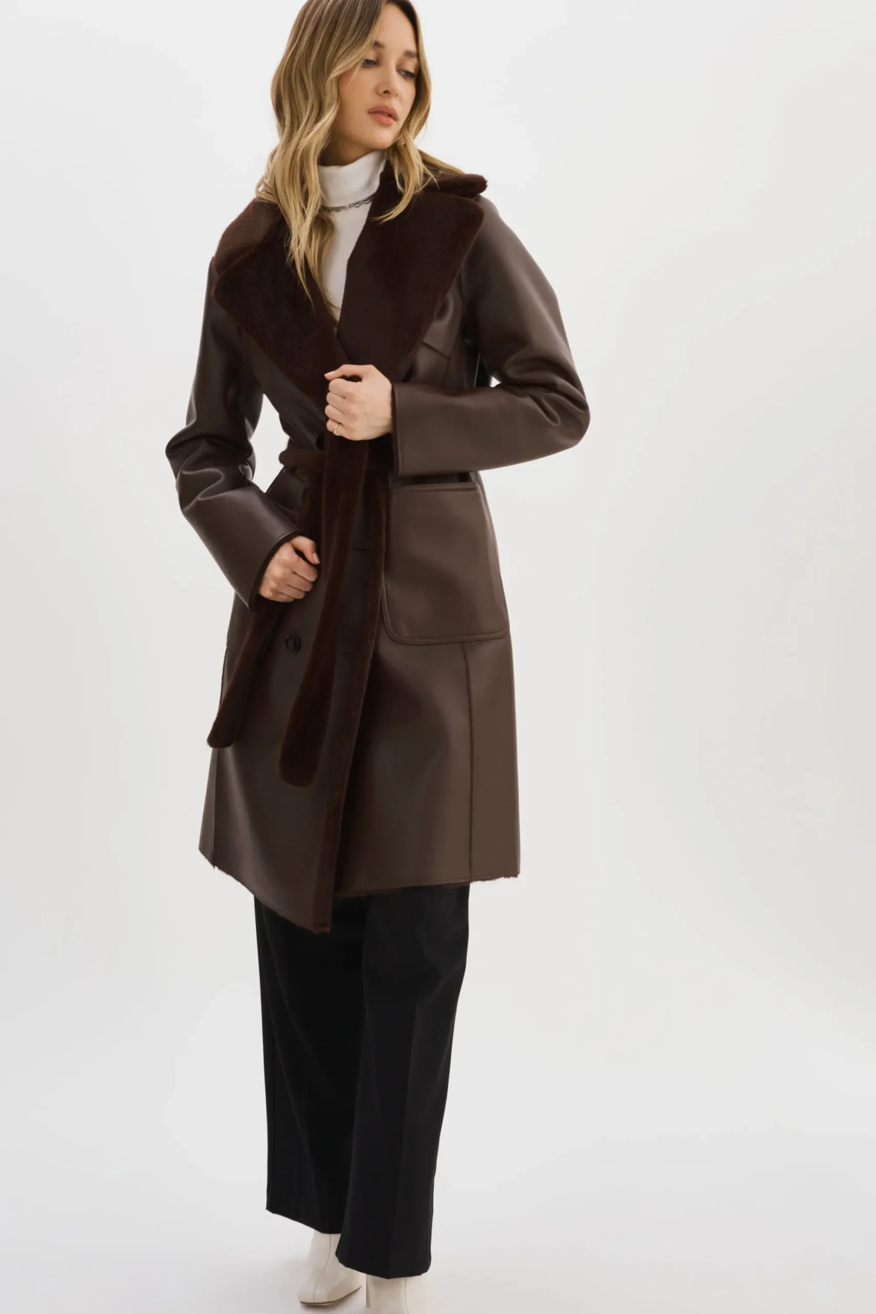 Flash Sale LAMARQUE ABIGAIL | Faux Shearling Reversible Coat MAHOGANY