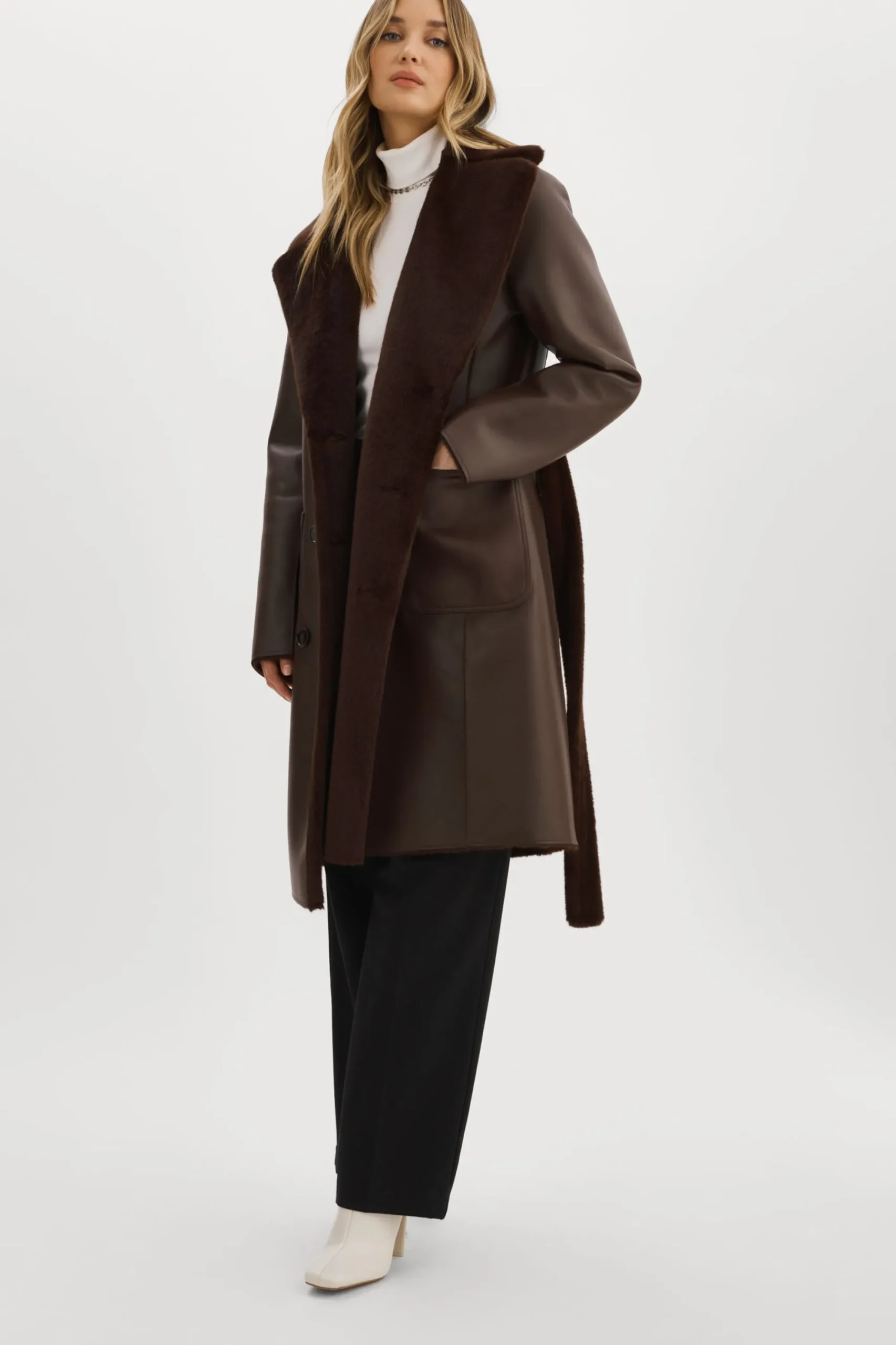 Flash Sale LAMARQUE ABIGAIL | Faux Shearling Reversible Coat MAHOGANY