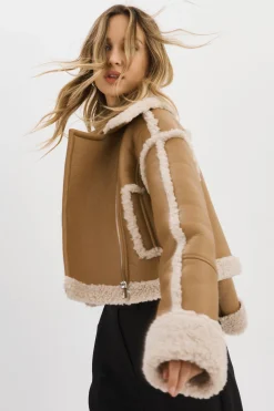 Best Sale LAMARQUE ADRINA | Faux Shearling Crop Jacket Biscuit