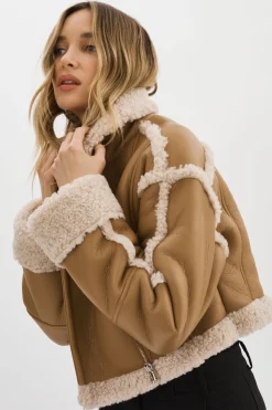 Best Sale LAMARQUE ADRINA | Faux Shearling Crop Jacket Biscuit