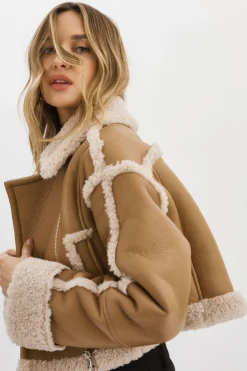 Best Sale LAMARQUE ADRINA | Faux Shearling Crop Jacket Biscuit