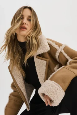 Best Sale LAMARQUE ADRINA | Faux Shearling Crop Jacket Biscuit