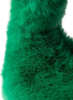 Store LAMARQUE ALIX | Mini Faux Fur Hobo Bag VIBRANT GREEN
