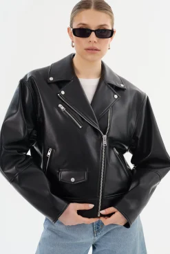 Fashion LAMARQUE ANDRADE | Recycled Leather Biker Jacket Black