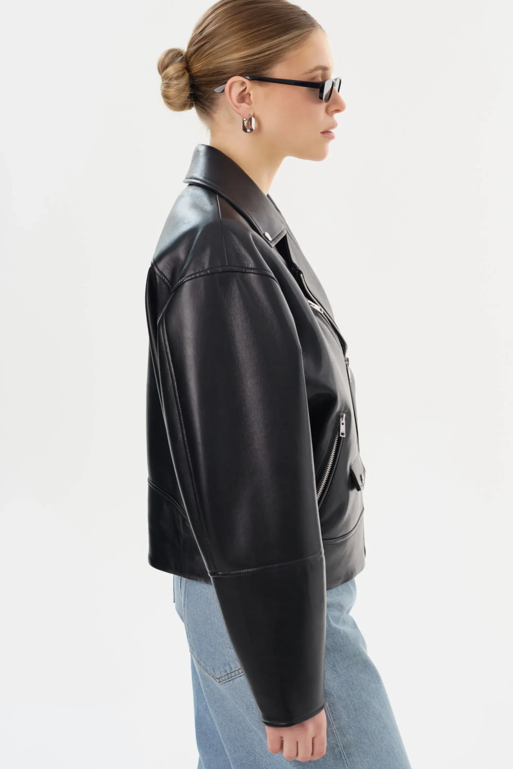Fashion LAMARQUE ANDRADE | Recycled Leather Biker Jacket Black