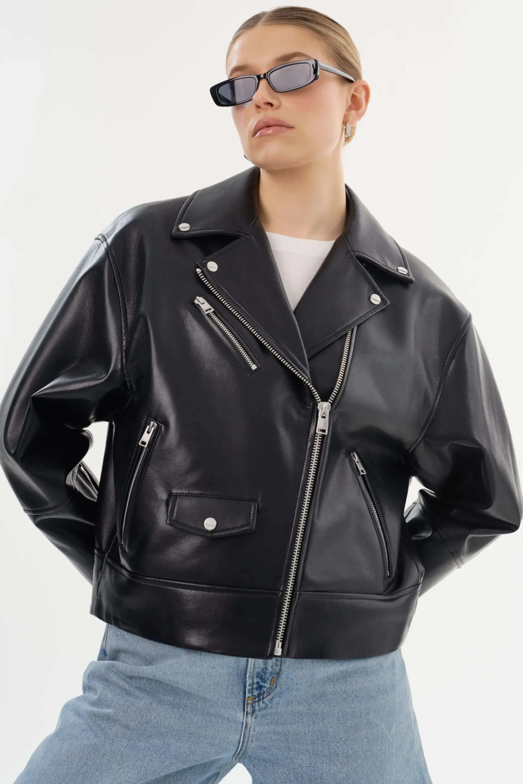 Fashion LAMARQUE ANDRADE | Recycled Leather Biker Jacket Black