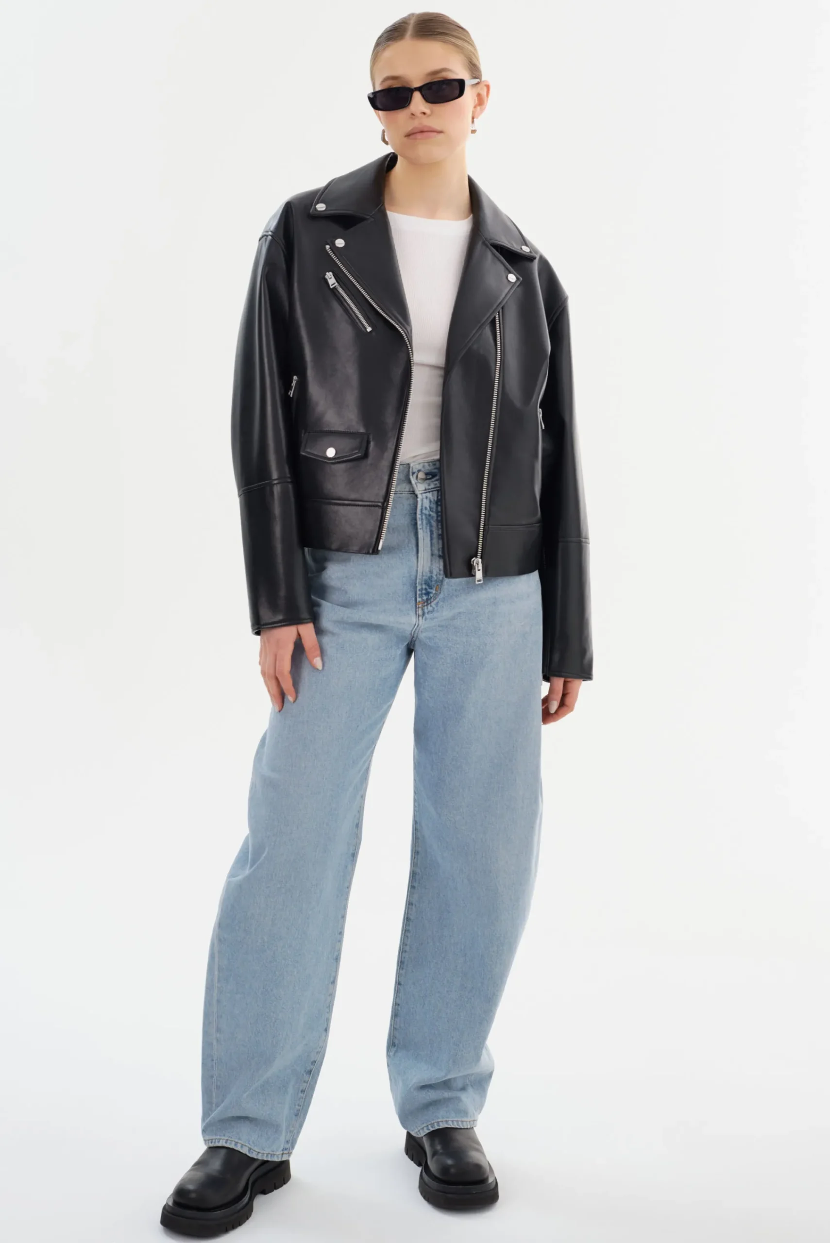 Fashion LAMARQUE ANDRADE | Recycled Leather Biker Jacket Black