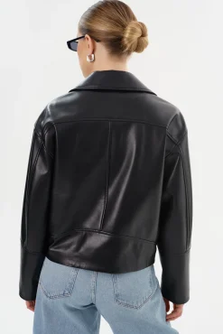 Fashion LAMARQUE ANDRADE | Recycled Leather Biker Jacket Black