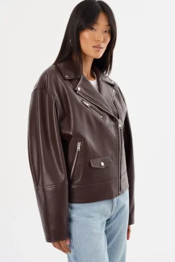 Discount LAMARQUE ANDRADE | Recycled Leather Biker Jacket Mahogany