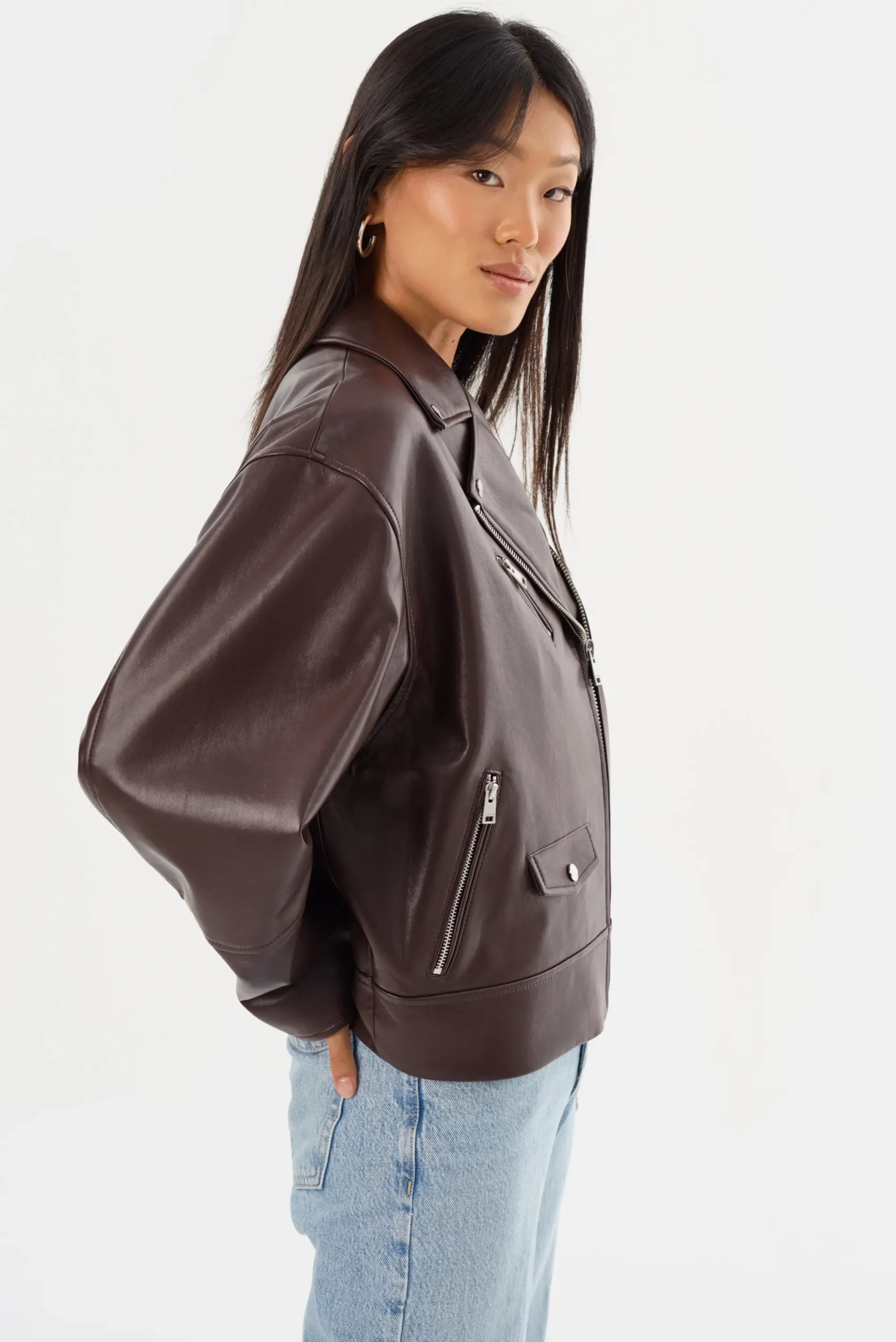 Discount LAMARQUE ANDRADE | Recycled Leather Biker Jacket Mahogany