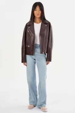 Discount LAMARQUE ANDRADE | Recycled Leather Biker Jacket Mahogany