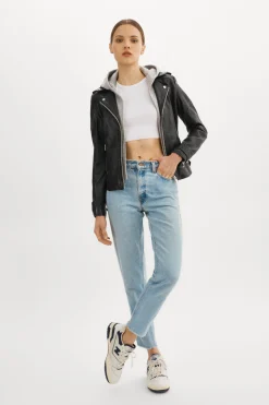 Clearance LAMARQUE ANNA | Leather Biker Jacket Black