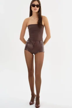 Clearance LAMARQUE ANNAISE | Leather Hot Shorts CHOCOLATE BROWN