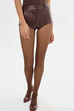 Clearance LAMARQUE ANNAISE | Leather Hot Shorts CHOCOLATE BROWN