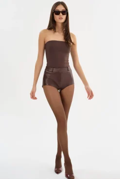 Clearance LAMARQUE ANNAISE | Leather Hot Shorts CHOCOLATE BROWN