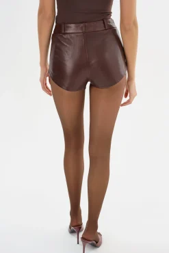 Clearance LAMARQUE ANNAISE | Leather Hot Shorts CHOCOLATE BROWN