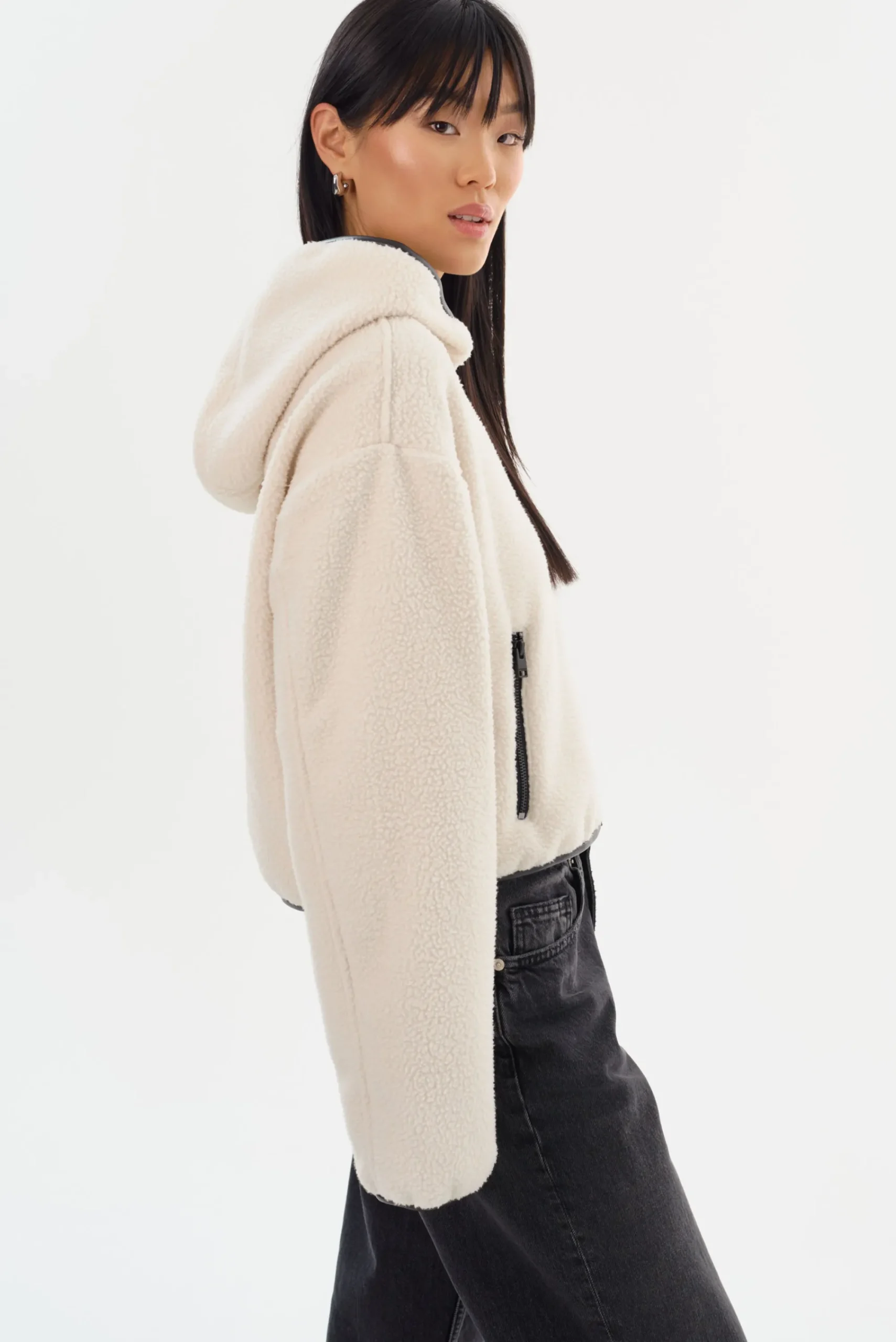 Store LAMARQUE ARLINA | Polar Fleece Zip-Up Hoodie Ivory