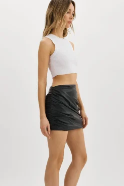 New LAMARQUE ASTRID | Faux Leather Mini Skirt Black