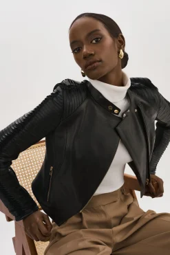Store LAMARQUE AZRA GOLD | Leather Biker Jacket Black