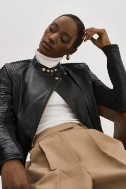 Store LAMARQUE AZRA GOLD | Leather Biker Jacket Black