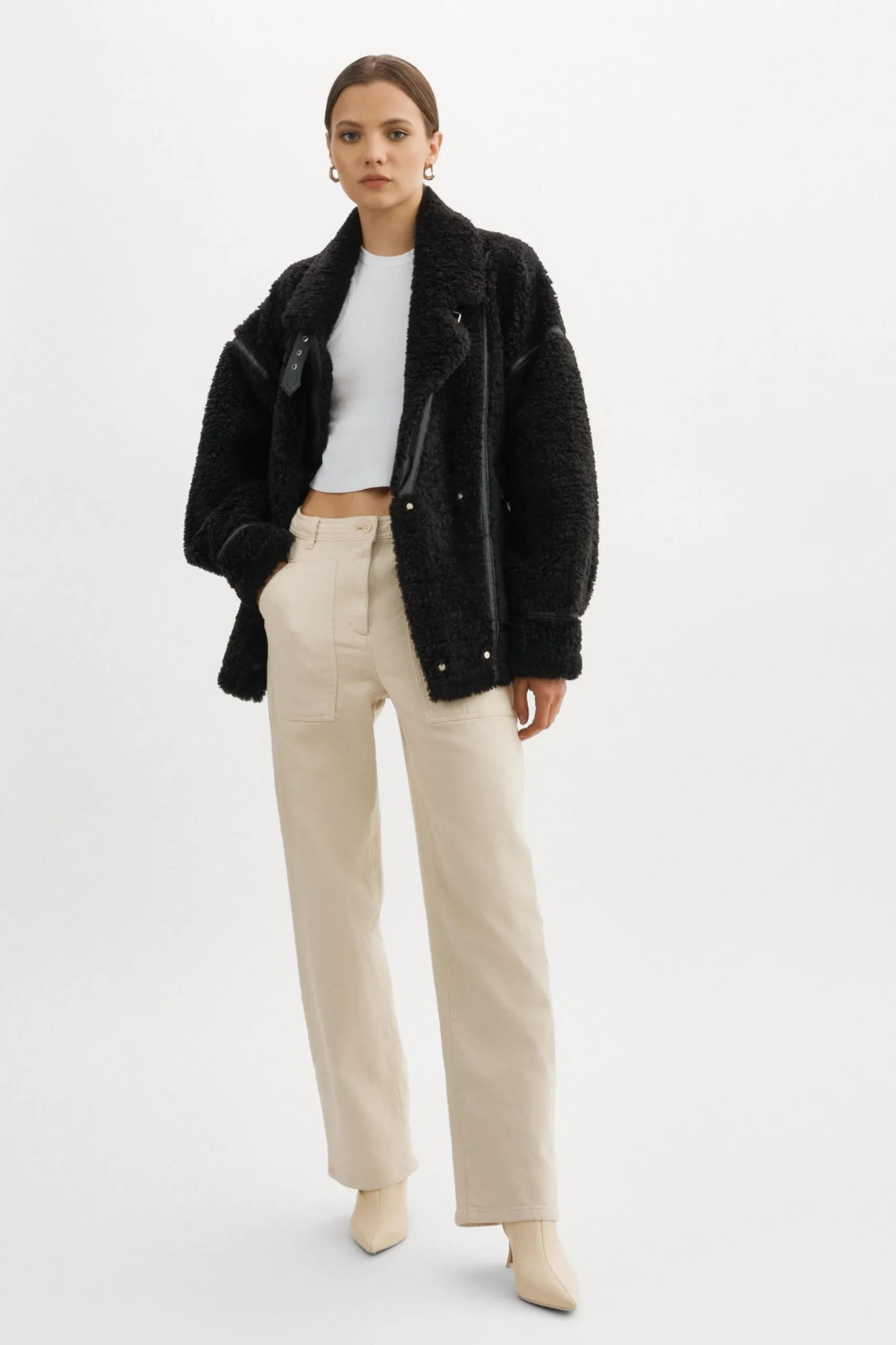 Best LAMARQUE BADU | Oversized Faux Shearling Jacket Black