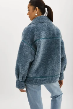 Best Sale LAMARQUE BADU | Oversized Faux Shearling Jacket Dusty Blue