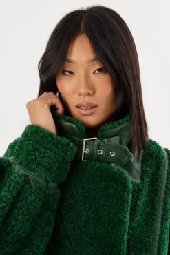 Shop LAMARQUE BADU | Oversized Faux Shearling Jacket Green