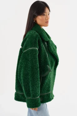 Shop LAMARQUE BADU | Oversized Faux Shearling Jacket Green