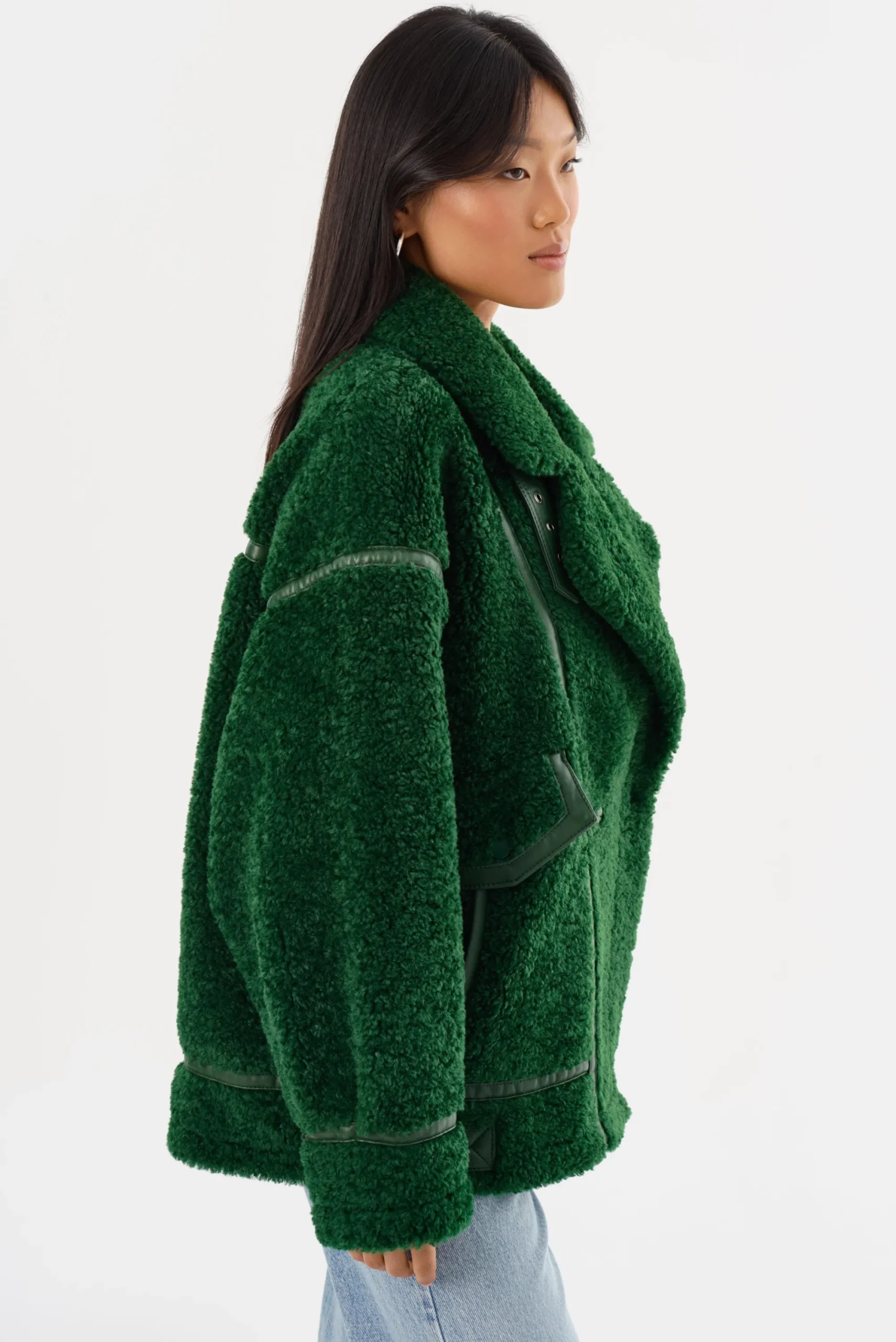 Shop LAMARQUE BADU | Oversized Faux Shearling Jacket Green