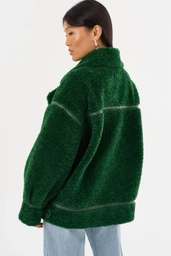 Shop LAMARQUE BADU | Oversized Faux Shearling Jacket Green