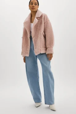 Outlet LAMARQUE BADU | Oversized Faux Shearling Jacket Light Pink