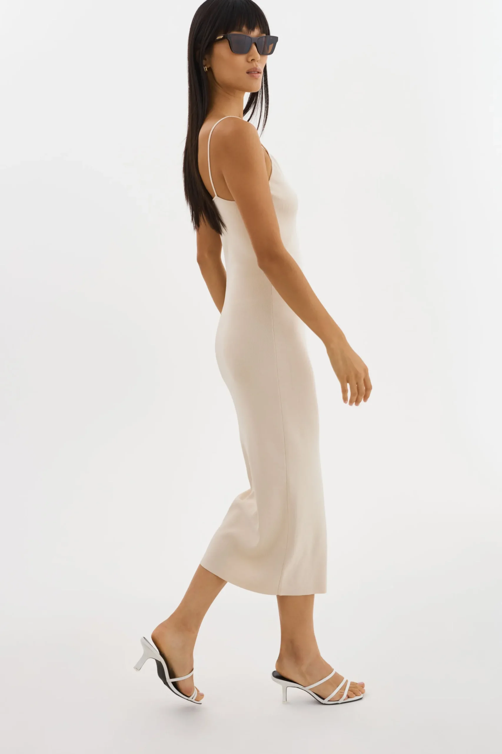 Clearance LAMARQUE BETTINA | Rib Knit Dress Beige/White