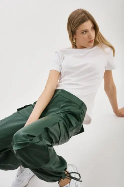 Shop LAMARQUE BOBBI | Faux Leather Cargo Pants Alpine Green