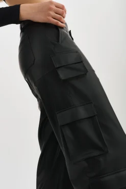 Clearance LAMARQUE BOBBI | Faux Leather Cargo Pants Black