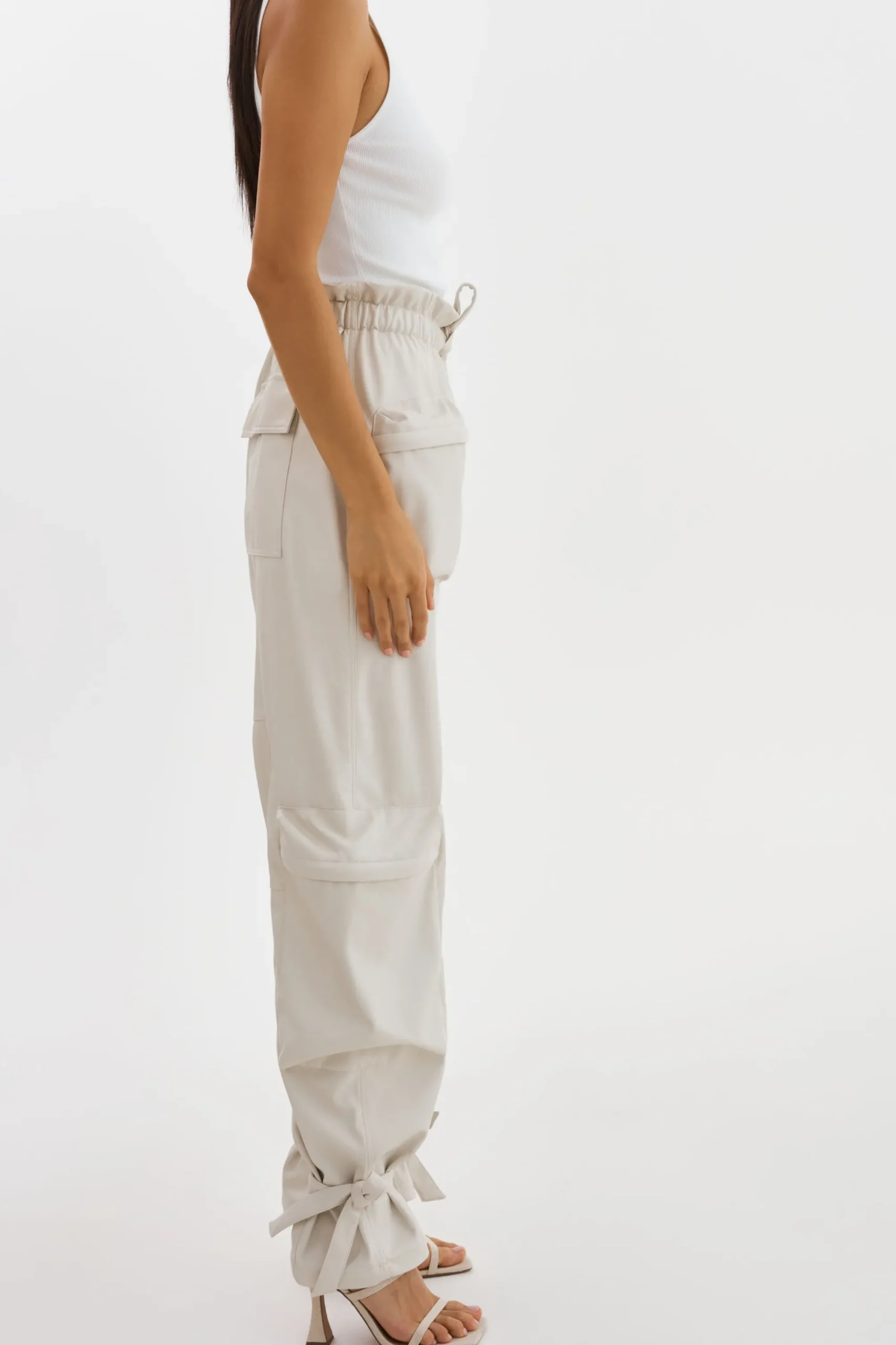 New LAMARQUE BRAXTON | Faux Leather Cargo Pants Bone