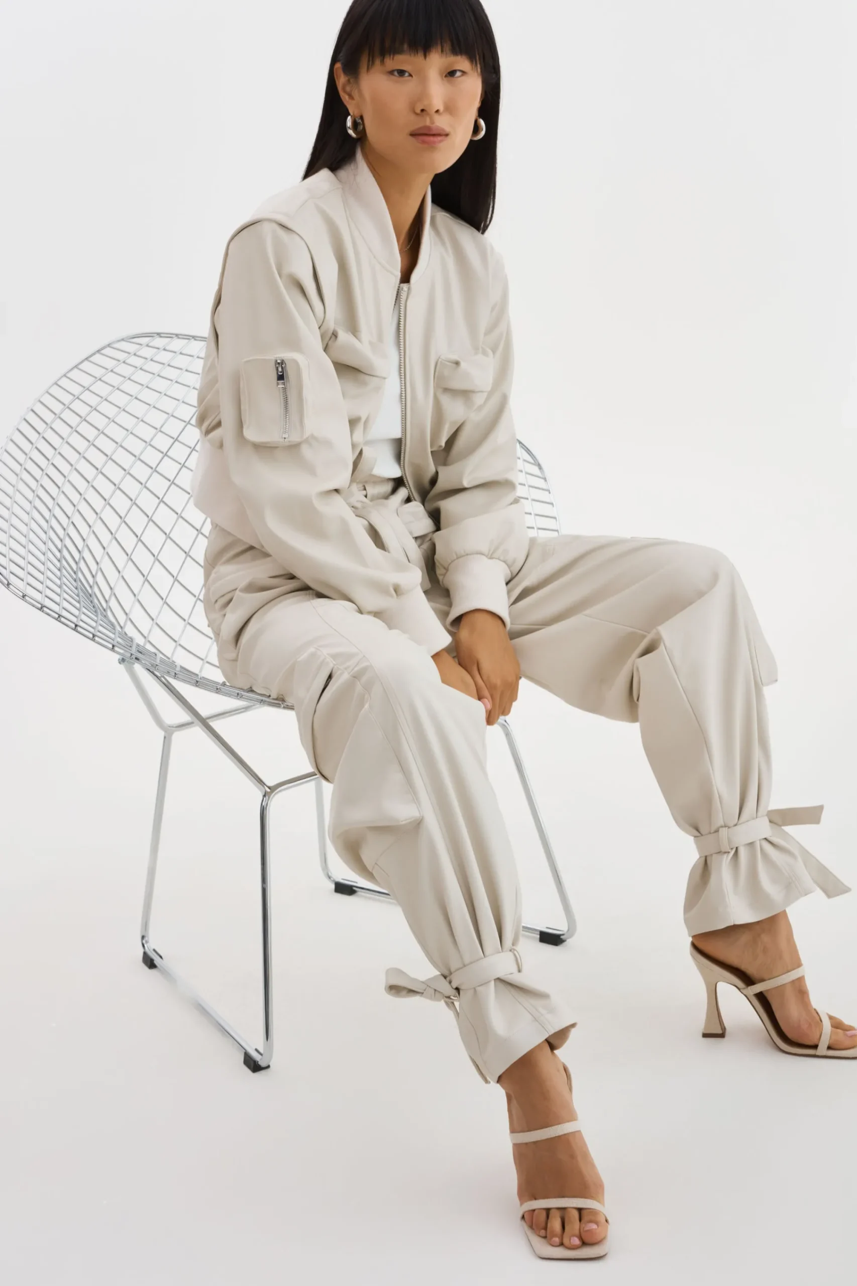 New LAMARQUE BRAXTON | Faux Leather Cargo Pants Bone