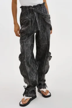 Outlet LAMARQUE BRAXTON | Faux Leather Cargo Pants Vintage Black