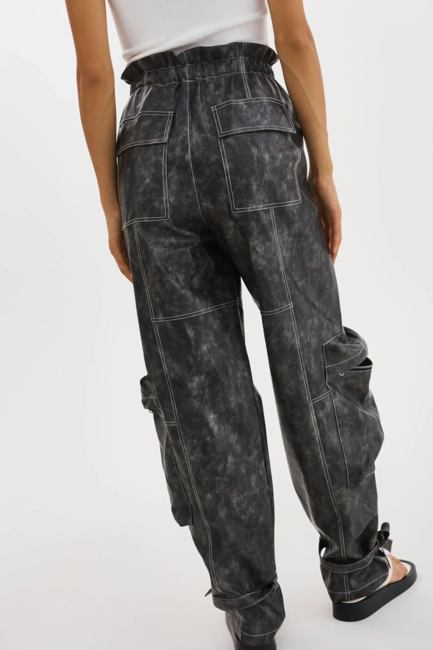 Outlet LAMARQUE BRAXTON | Faux Leather Cargo Pants Vintage Black