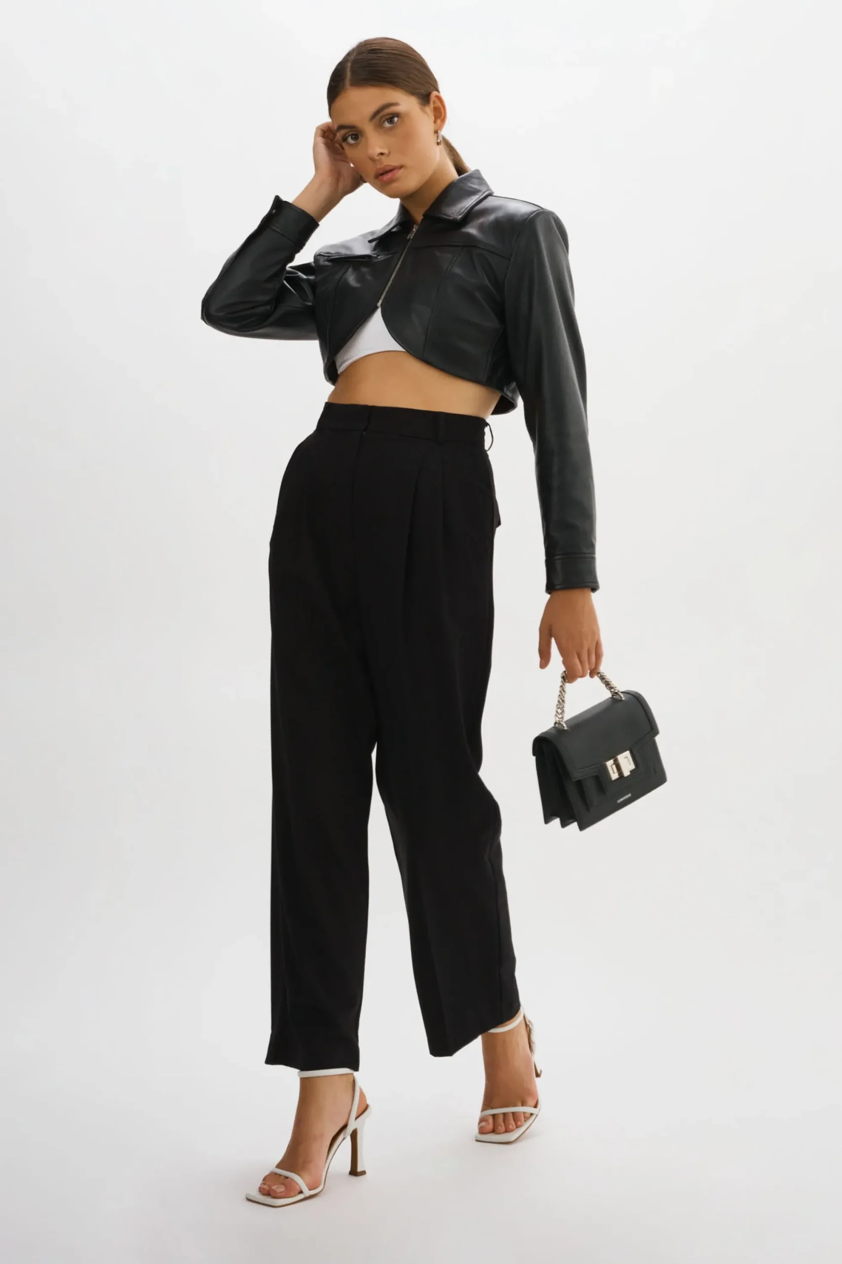 Fashion LAMARQUE BRIELLE | Cropped Leather Jacket Black