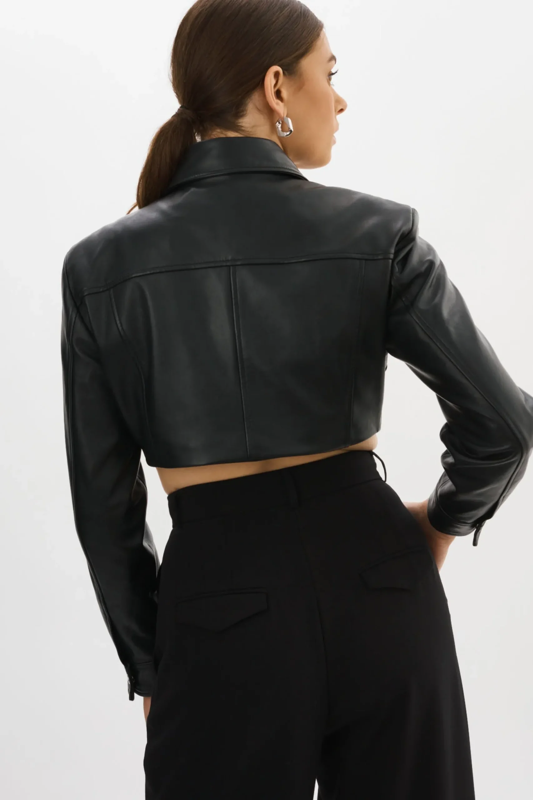 Fashion LAMARQUE BRIELLE | Cropped Leather Jacket Black