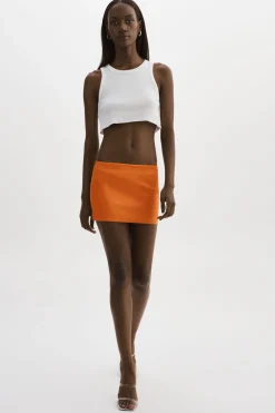 Online LAMARQUE BRISSA | Leather Micro Mini Skirt Tangerine