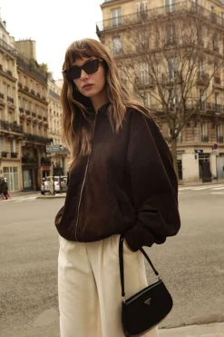 Store LAMARQUE CADEN | Oversized Suede Bomber Jacket Chocolate