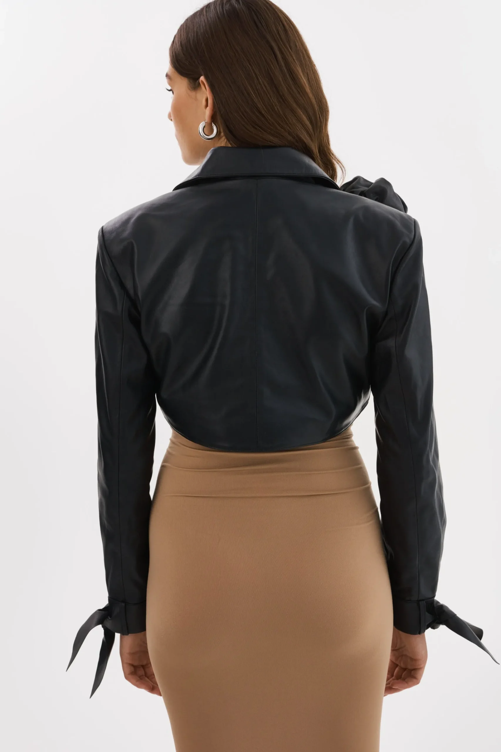 Clearance LAMARQUE CALISTA | Appliqué Leather Bolero Black